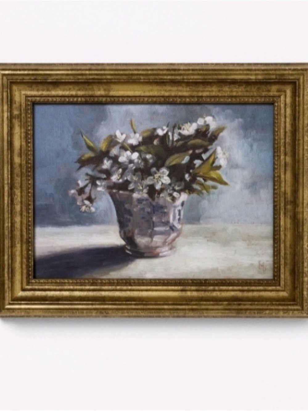 Threshold Studio McGee Floral Print w/Gold Vintage Style Frame 8”x10” NWT